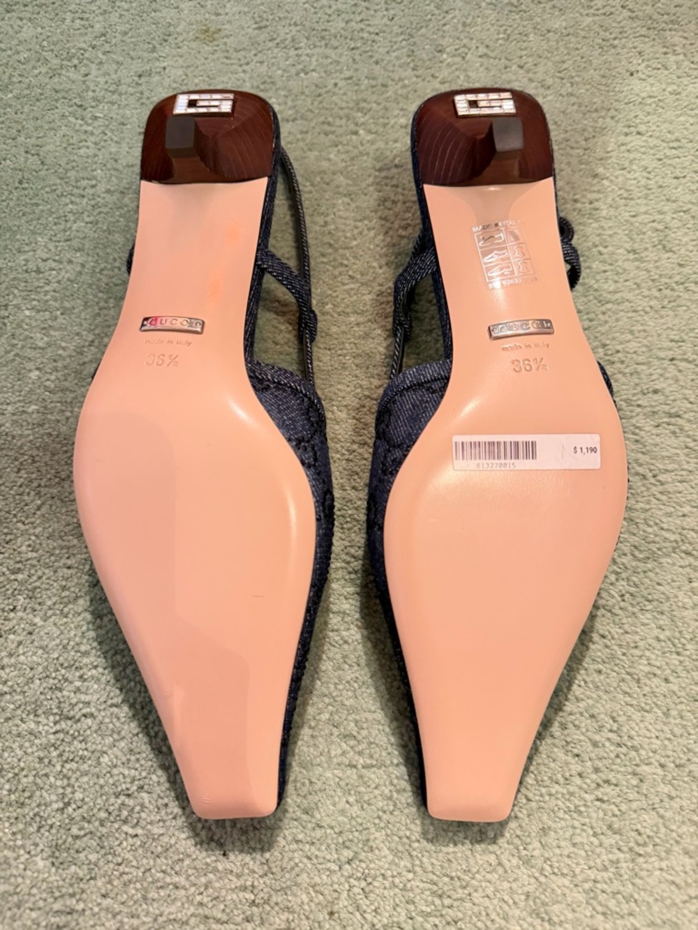 Gucci Navy Blue Slingback Kitten Heel Pumps - Picture 5 of 8